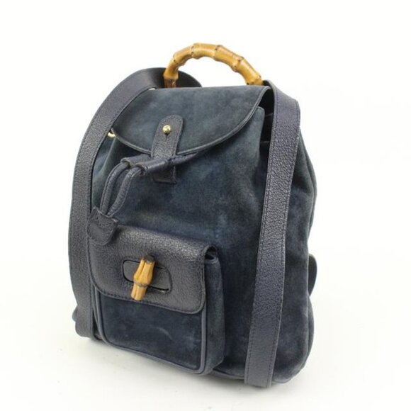 Gucci Navy Suede Bamboo Mini Backpack 56gz421s main image 11